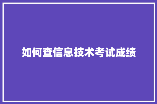 如何查信息技术考试成绩