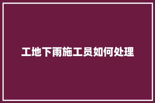 工地下雨施工员如何处理