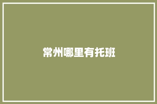 常州哪里有托班