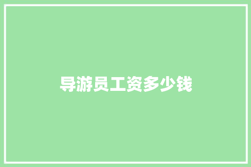 导游员工资多少钱 职场应用