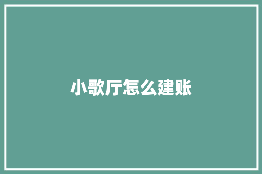 小歌厅怎么建账 职场应用
