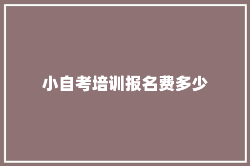 小自考培训报名费多少