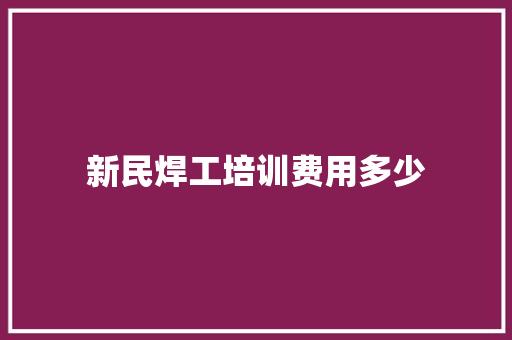 新民焊工培训费用多少 职场应用