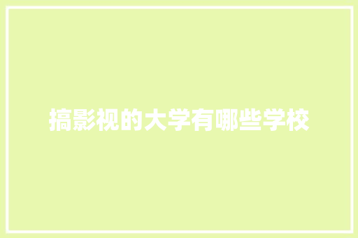 搞影视的大学有哪些学校