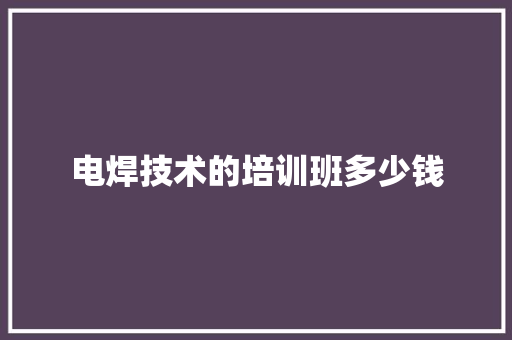 电焊技术的培训班多少钱