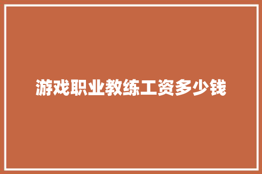 游戏职业教练工资多少钱 创作范文