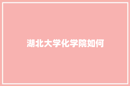 湖北大学化学院如何 职场应用