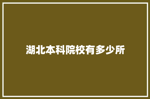 湖北本科院校有多少所 项目管理范文