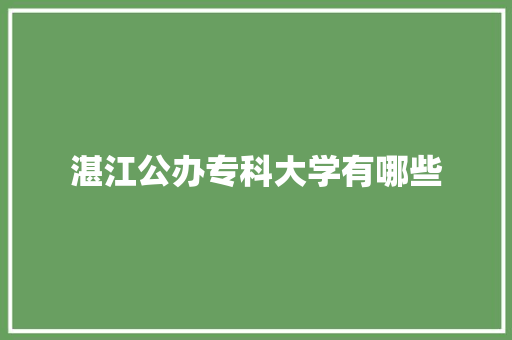 湛江公办专科大学有哪些 演讲稿范文
