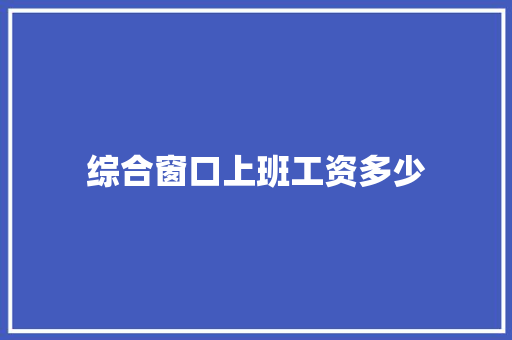 综合窗口上班工资多少 职场应用