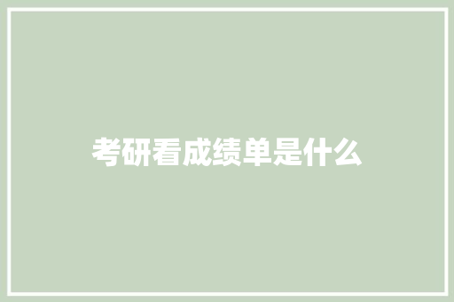 考研看成绩单是什么 财务报告范文