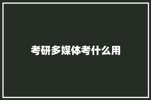 考研多媒体考什么用 职场应用