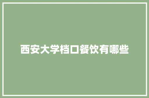 西安大学档口餐饮有哪些 创作范文