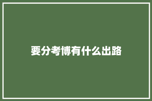 要分考博有什么出路