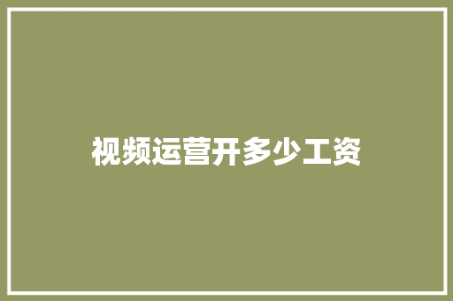 视频运营开多少工资 科技报告范文