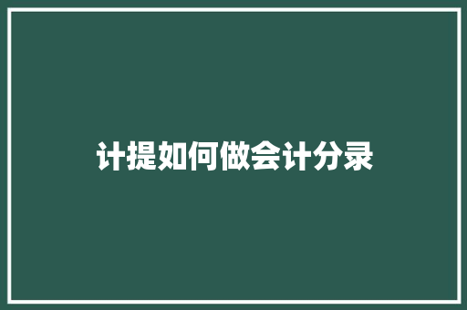 计提如何做会计分录 财务报告范文