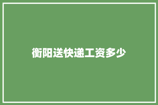 衡阳送快递工资多少
