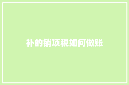补的销项税如何做账 诗句鉴赏
