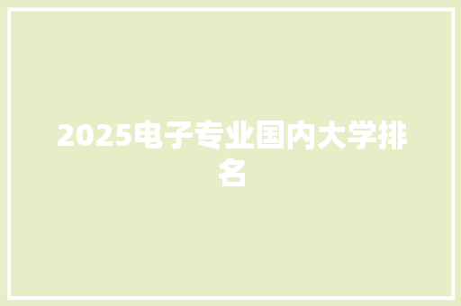 2025电子专业国内大学排名
