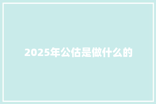 2025年公估是做什么的