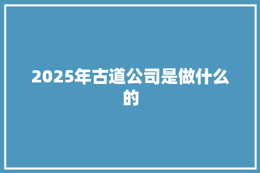 2025年古道公司是做什么的
