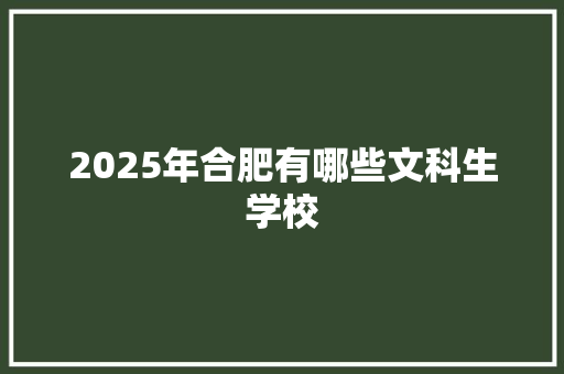 2025年合肥有哪些文科生学校 财务报告范文