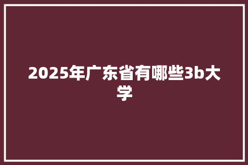 2025年广东省有哪些3b大学