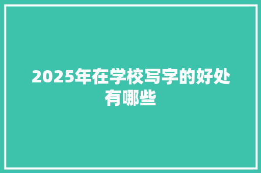 2025年在学校写字的好处有哪些