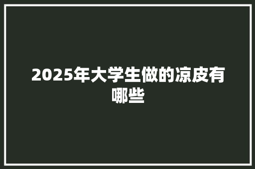 2025年大学生做的凉皮有哪些