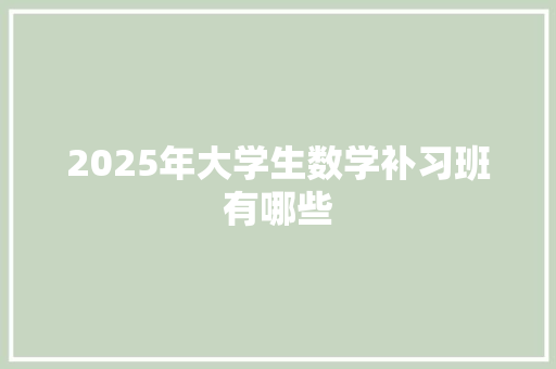 2025年大学生数学补习班有哪些