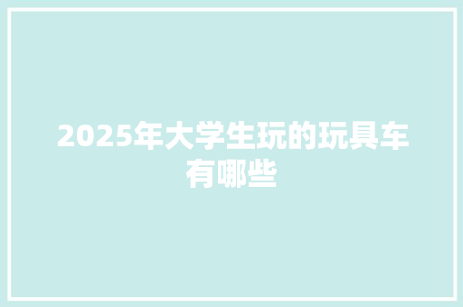 2025年大学生玩的玩具车有哪些