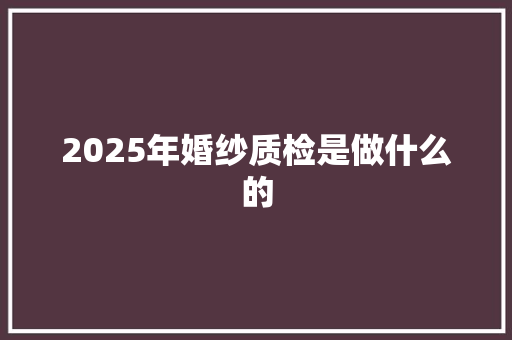 2025年婚纱质检是做什么的 合同协议范文