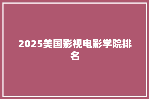 2025美国影视电影学院排名
