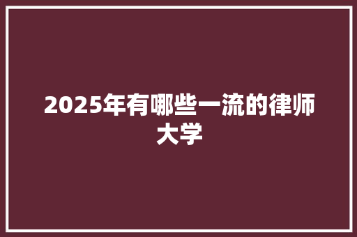 2025年有哪些一流的律师大学
