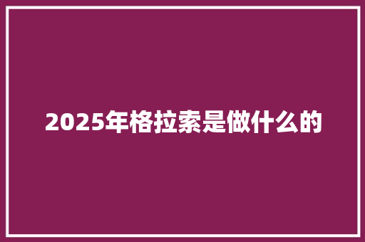 2025年格拉索是做什么的 项目管理范文
