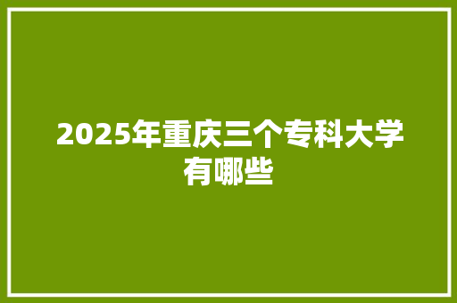 2025年重庆三个专科大学有哪些