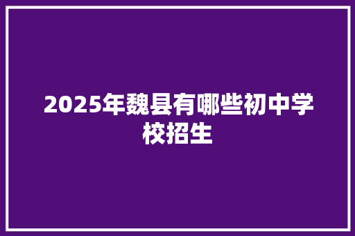2025年魏县有哪些初中学校招生