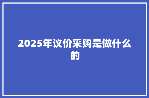 2025年议价采购是做什么的
