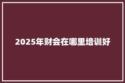 2025年财会在哪里培训好