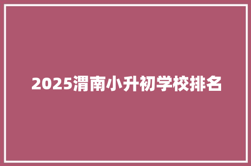 2025渭南小升初学校排名