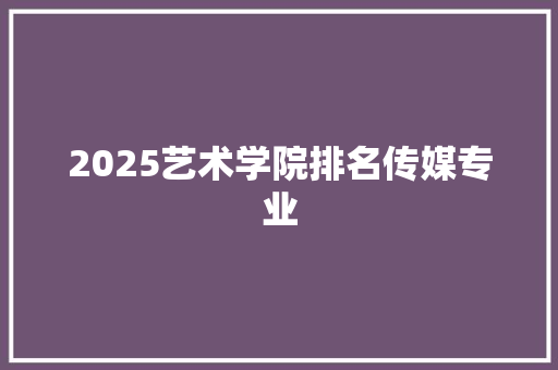 2025艺术学院排名传媒专业