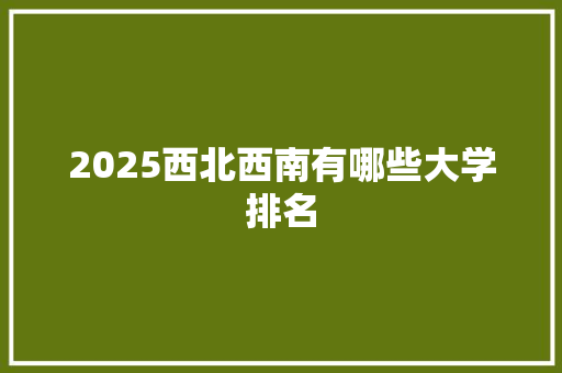 2025西北西南有哪些大学排名