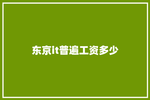东京it普遍工资多少