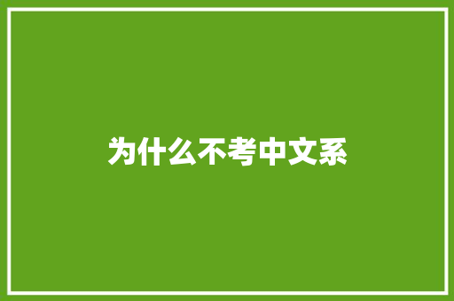 为什么不考中文系