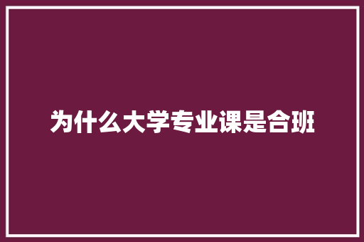 为什么大学专业课是合班