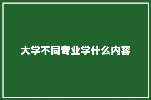 大学不同专业学什么内容