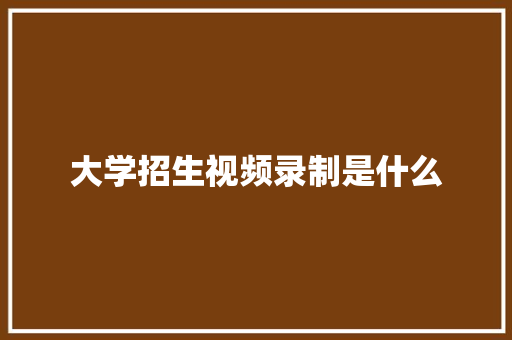 大学招生视频录制是什么