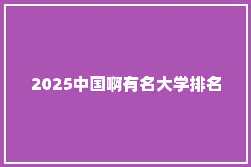 2025中国啊有名大学排名
