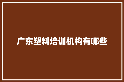 广东塑料培训机构有哪些