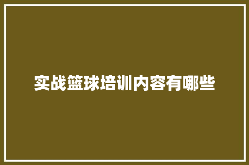实战篮球培训内容有哪些